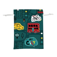 Seamless-pattern-hand-drawn-with-vehicles-buildings-road Lightweight Drawstring Pouch (s) by Salman4z