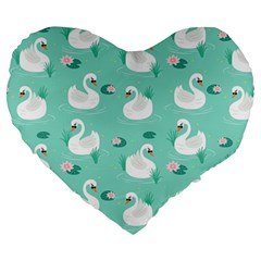 Elegant Swan Seamless Pattern Large 19  Premium Heart Shape Cushions by pakminggu