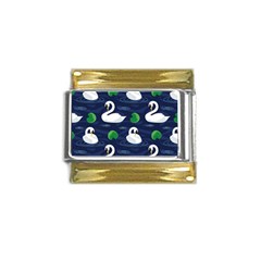 Swan Pattern Elegant Design Gold Trim Italian Charm (9mm) by pakminggu