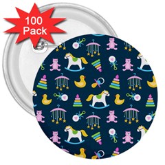 Cute Babies Toys Seamless Pattern 3  Buttons (100 Pack)  by pakminggu