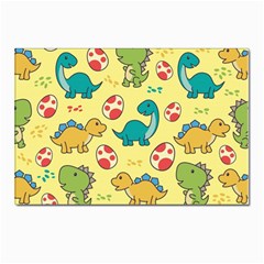 Seamless Pattern With Cute Dinosaurs Character Postcards 5  X 7  (pkg Of 10) by pakminggu