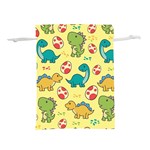 Seamless Pattern With Cute Dinosaurs Character Lightweight Drawstring Pouch (M) Back