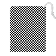 Black And White Checkerboard Background Board Checker Drawstring Pouch (4xl) by pakminggu