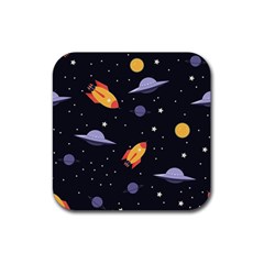 Cosmos Rockets Spaceships Ufos Rubber Coaster (square) by pakminggu