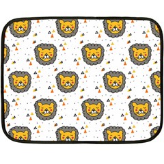 Lion Heads Pattern Design Doodle Fleece Blanket (mini) by pakminggu