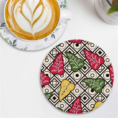 Leaves Foliage Batik Seamless Uv Print Round Tile Coaster by pakminggu
