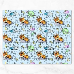 Pattern Giraffe Animal Seamless Scrapbooking Blue Rectangular Jigsaw Puzzl by pakminggu