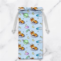 Pattern Giraffe Animal Seamless Scrapbooking Blue Jewelry Bag by pakminggu