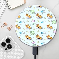 Pattern Giraffe Animal Seamless Scrapbooking Blue Wireless Fast Charger(white) by pakminggu