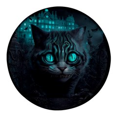 Angry Cat Fantasy Round Glass Fridge Magnet (4 Pack) by pakminggu