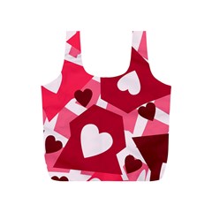 Pink Hearts Pattern Love Shape Full Print Recycle Bag (s) by danenraven