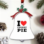 I love cherry pie Metal Holly Leaf Bell Ornament Front