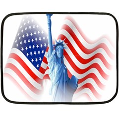 Statue Of Liberty And Usa Flag Art Fleece Blanket (mini) by danenraven
