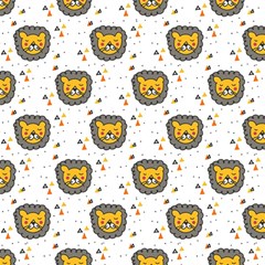 Lion Heads Pattern Design Doodle Play Mat (rectangle) by Mog4mog4