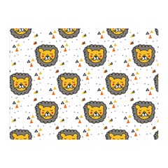 Lion Heads Pattern Design Doodle Two Sides Premium Plush Fleece Blanket (mini) by Mog4mog4