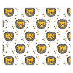 Lion Heads Pattern Design Doodle Two Sides Premium Plush Fleece Blanket (small) by Mog4mog4