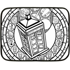 Bad Wolf Tardis Art Drawing Doctor Who Fleece Blanket (mini) by Mog4mog4