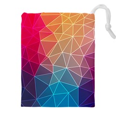 Multicolored Geometric Origami Idea Pattern Drawstring Pouch (4xl) by Bakwanart