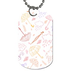 Weather Umbrella Rain Cloud Seamless Doodle Pattern Dog Tag (two Sides) by Bakwanart