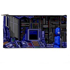 Blue Computer Monitor With Chair Game Digital Wallpaper, Digital Art Pencil Case by Bakwanart
