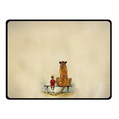 Tiger Sitting Beside Boy Painting Parody Cartoon Two Sides Fleece Blanket (small) by Bakwanart