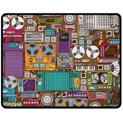 Pattern Design Art Techno Dj Music Retro Music Device Fleece Blanket (medium) by Bakwanart