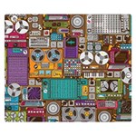 Pattern Design Art Techno Dj Music Retro Music Device Two Sides Premium Plush Fleece Blanket (Small) 50 x40  Blanket Front
