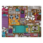 Pattern Design Art Techno Dj Music Retro Music Device Two Sides Premium Plush Fleece Blanket (Large) 80 x60  Blanket Front