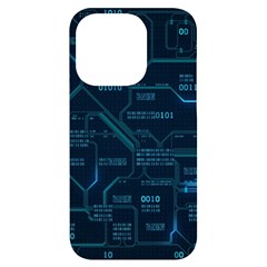 Technology Computer Circuit Boards Electricity Cpu Binary Iphone 14 Pro Black Uv Print Case by Bakwanart