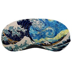 The Great Wave Of Kanagawa Painting Hokusai, Starry Night Vincent Van Gogh Sleeping Mask by Bakwanart