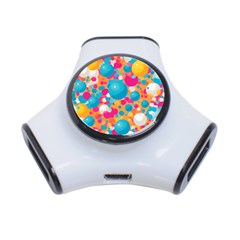 Circles Art Seamless Repeat Bright Colors Colorful 3-port Usb Hub by 99art