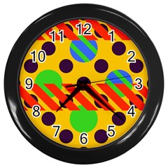 Background Graphic Beautiful Wallpaper Wall Clock (black) by 99art