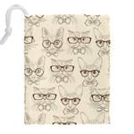 Seamless Pattern Hand Drawn-cats-with Hipster Accessories Drawstring Pouch (4XL) Back