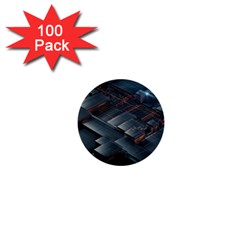 Architectural Design Abstract 3d Neon Glow Industry 1  Mini Buttons (100 Pack)  by 99art