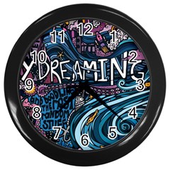 Graffiti Art Psychedelic Art Graphic Design Modern Art Wall Clock (black) by 99art