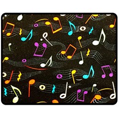 Assorted Color Musical Notes Wallpaper Fabric Fleece Blanket (medium) by 99art