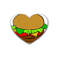 Hamburger-cheeseburger-fast-food Rubber Coaster (heart) by 99art
