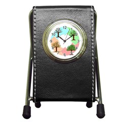 Seasons-of-the-year-year-tree Pen Holder Desk Clock by 99art