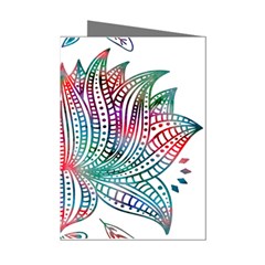 Lotus Feathers Boho Watercolor Mini Greeting Cards (pkg Of 8) by 99art