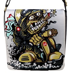 Scooter-motorcycle-boot-cartoon-vector Flap Closure Messenger Bag (s) by 99art