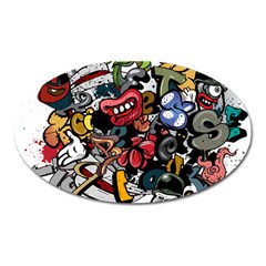 Mural Graffiti Paint Oval Magnet by 99art