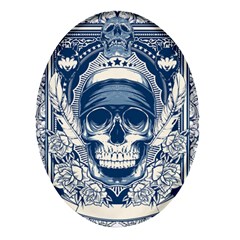 Skull Drawing Oval Glass Fridge Magnet (4 Pack) by 99art
