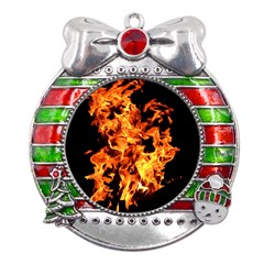 Live Coals Metal X mas Ribbon With Red Crystal Round Ornament by artworkshop