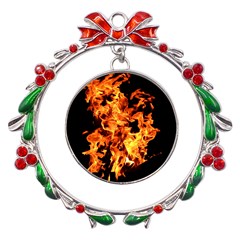 Live Coals Metal X mas Wreath Ribbon Ornament by artworkshop