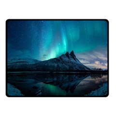 Aurora Borealis Mountain Reflection Fleece Blanket (small) by B30l