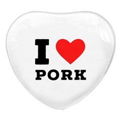 I Love Pork  Heart Glass Fridge Magnet (4 Pack) by ilovewhateva