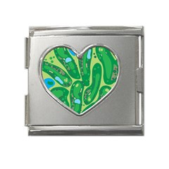 Golf Course Par Golf Course Green Mega Link Heart Italian Charm (18mm) by Cowasu