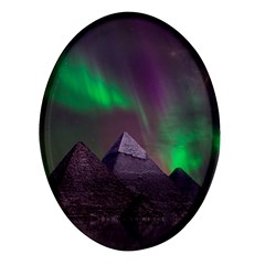 Fantasy Pyramid Mystic Space Aurora Oval Glass Fridge Magnet (4 Pack) by Cowasu