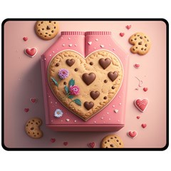 Cookies Valentine Heart Holiday Gift Love Fleece Blanket (medium) by Ndabl3x