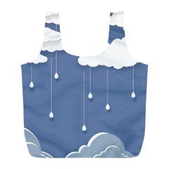 Blue Clouds Rain Raindrops Weather Sky Raining Full Print Recycle Bag (l) by Wav3s